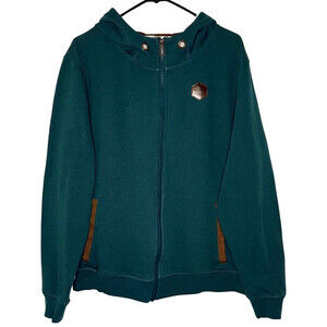 Cinch Womens Sweatshirt Large Green Hooded Long Sleeve Full Zip Pockets Workwear